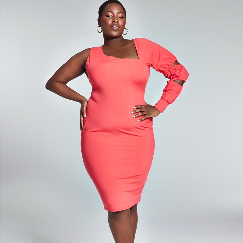 Bar III Vibrant red One-Shoulder Dress